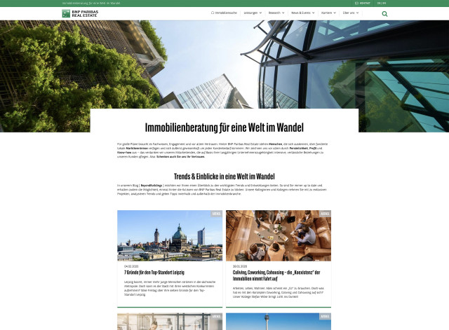 Web-Ansicht der Website BNP Paribas, bereitgestellt durch die undpaul GmbH